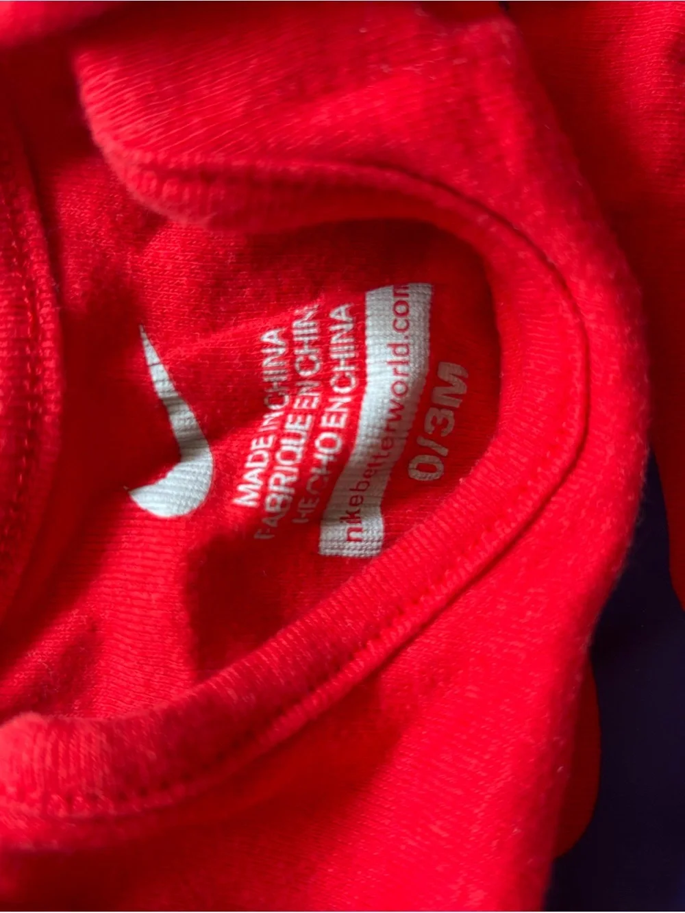 Nike Red Kids' Short Sleeve Tee with Blue Swoosh